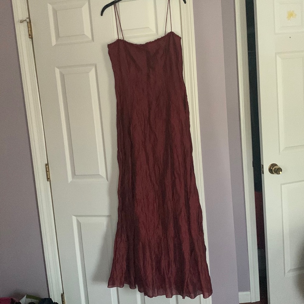Tahari Organza red wine color dress